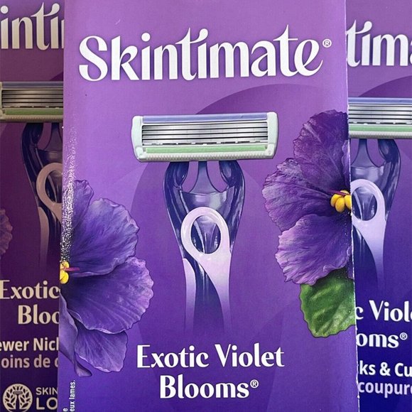 Skintimate Exotic Violet Blooms Disposable Razors, 4 count Lot Of 3 - Picture 5 of 5